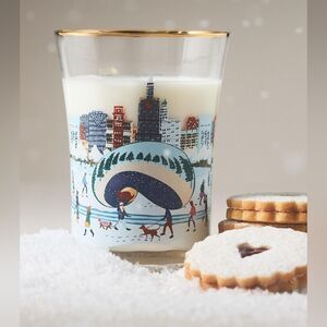 ❤️Anthro Holiday Juice Glass Cityscape Glass with Gold Rim NWT 2024 Chicago